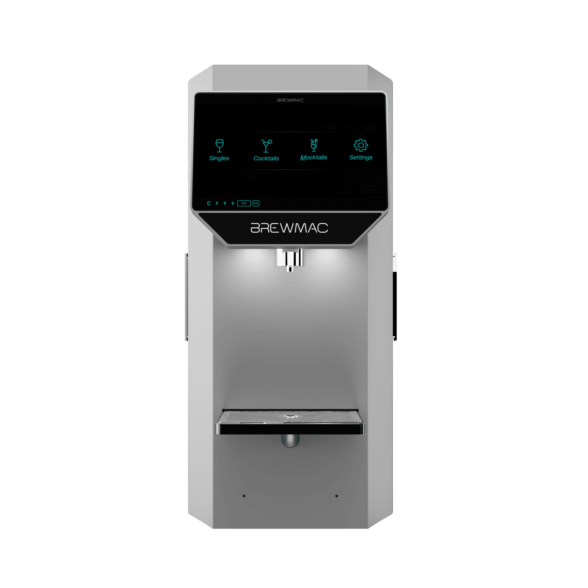 Brewmac commercial drink machine dispensing soda, cocktails and mocktails